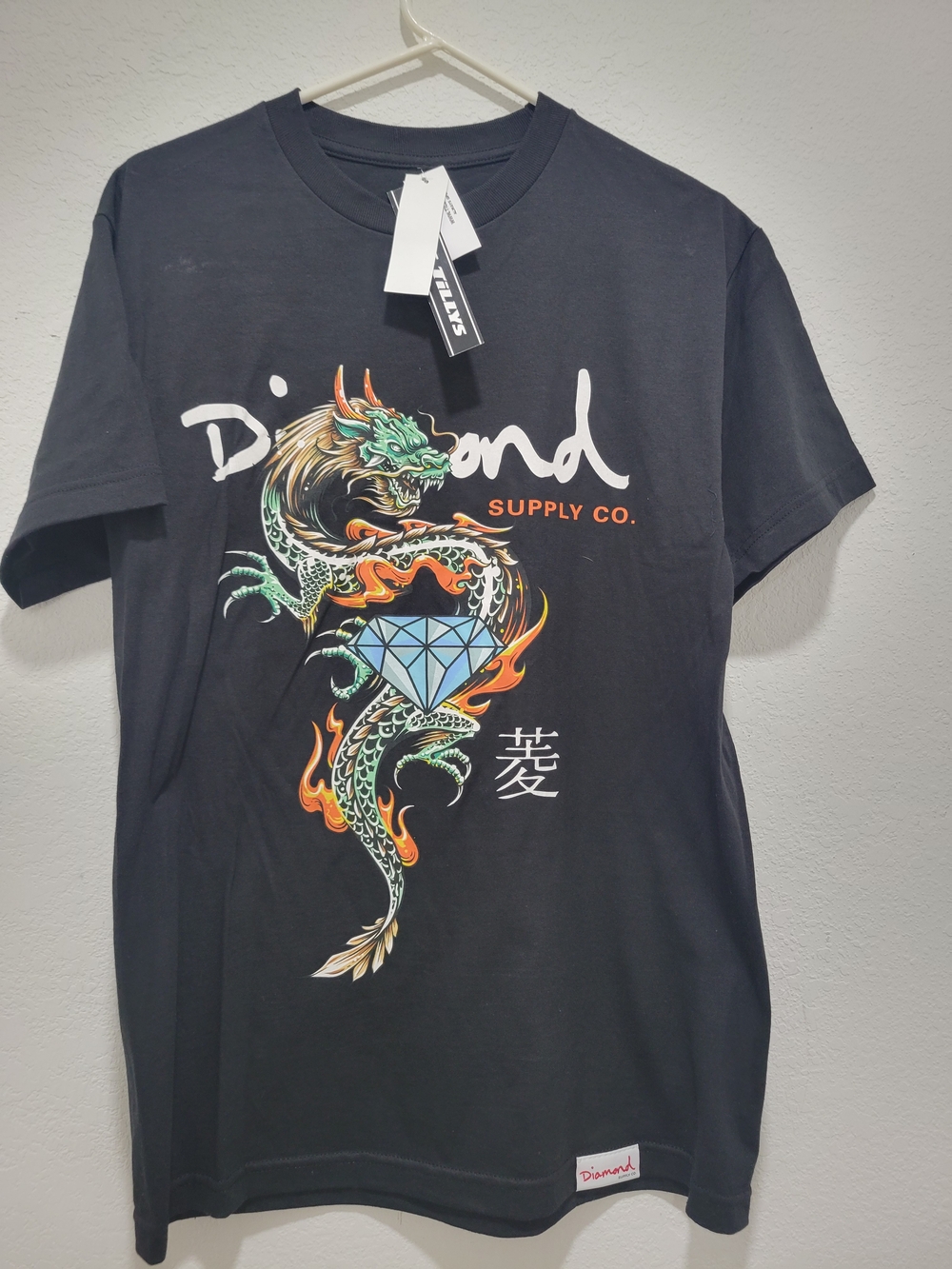 Diamond Supply Co. Black Tee with Multicolor Dragon & Blue Diamond Graphic
